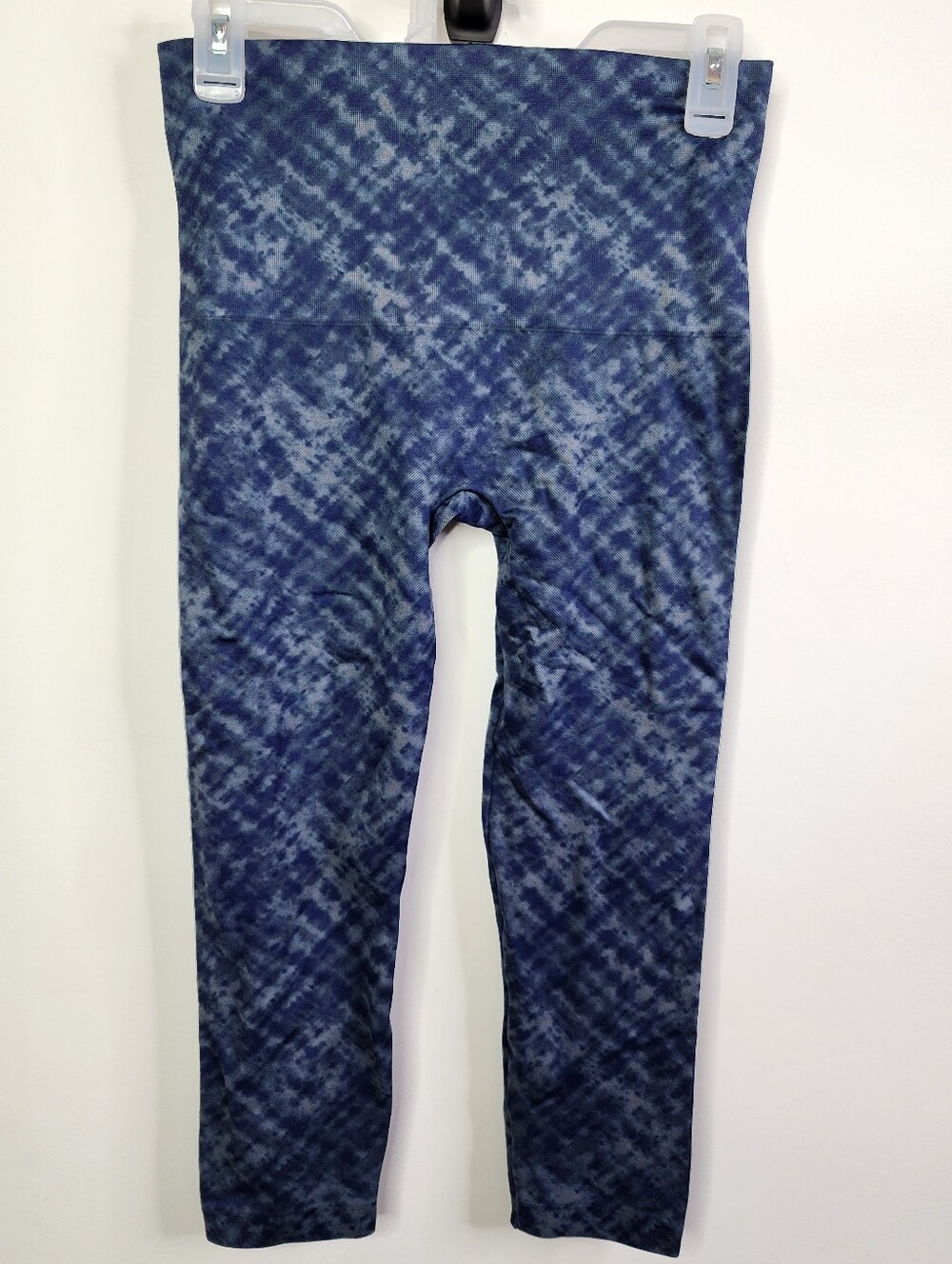 Spanx Women Cropped Look At Me Now Seamless Leggings Indigo Watercolor, XL